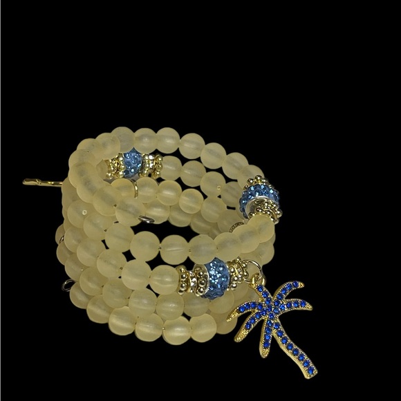 Iridescent Yellow Memory Wire Stack Bracelet - Picture 3 of 8